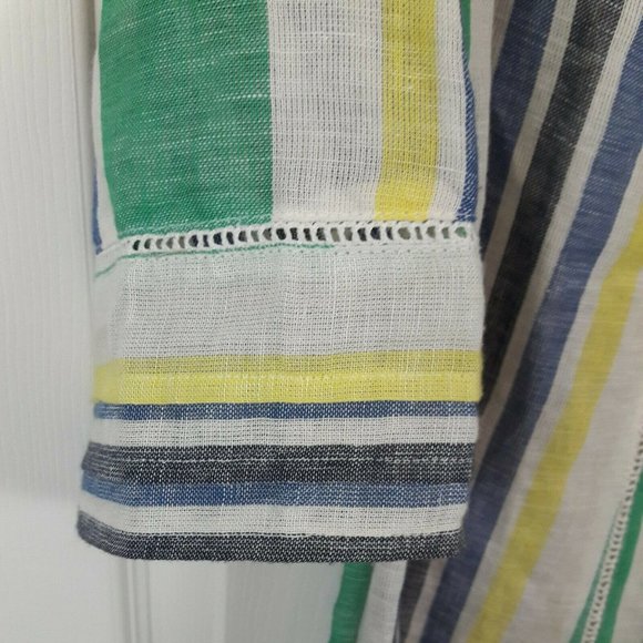 Anthropologie Mermaid Beach Tunic Top Striped Cotton Linen Blend Size Small - Picture 6 of 7